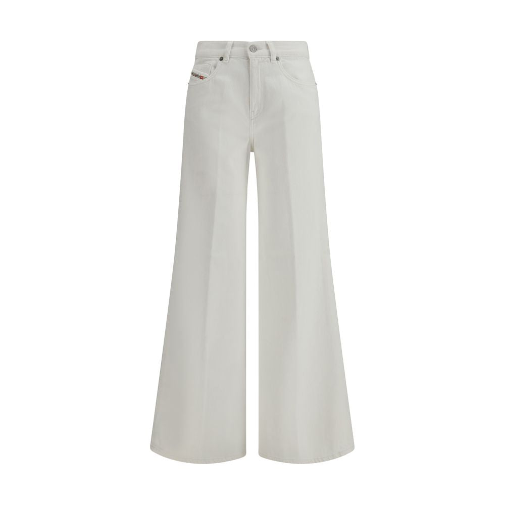 Diesel White Cotton Flared Jeans